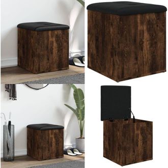 vidaXL Panca Portaoggetti Rovere Fumo 42x42x45 cm Legno Multistrato - Panca da corridoio - Panca in legno