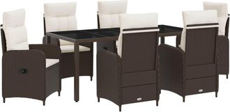 vidaXL Juego De Comedor Para Exteriores 7 Uds. Marr&oacute;n Y Crema Blanca Vidaxl
