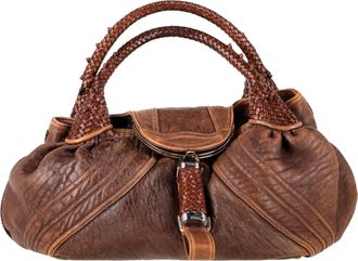 Fendi Pre-owned Womens Spy Hobo Top Handle Bag in Brown Nappa Leather - Mocha Calf Leather - One Size