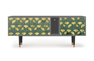 StoryZ Mueble de TV verde y amarillo 2 cajones y 2 puertas L 170 cm
