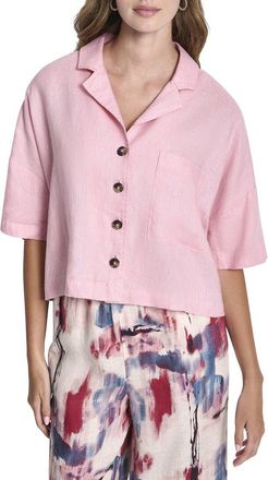 DKNY Dkny Convertible Collar Linen Shirt