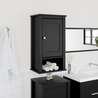 vidaXL Mueble De Pared Ba&ntilde;o Berg Madera Maciza Pino Negro 40x27x71,5cm Vidaxl
