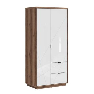 Petits Meubles Armario 2 puertas 2 cajones estratificado Blanco marr&oacute;n