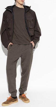 Moncler T-shirt With Logo Patch, Mens, Brown