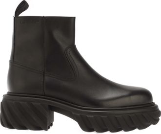 Off-white Mens Off White Exploration Motor Ankle Boots in Black Leather - Size UK 6