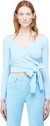 Maisie Wilen Dramady Gebreide Top - Dames - Longsleeves - Blauw - S - Katoen - Tops