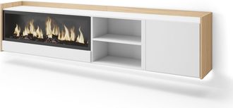 Skraut Home Skraut Home - Mueble Tv, Televisi&oacute;n, Muebles De Sal&oacute;n, Almacenaje, 212x35x50cm, Para Tv Hasta 80, Chimenea El&eacute;ctrica Xxl, Colgado, Suspendido, Led, Es