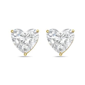 Diana M. Jewels 14Kt Yellow Gold 2.00 cts Lab Grown Heart shaped Diamond Studs