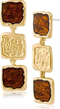 Jardin Sculpted Enamel Linear Drop Earrings (Nordstrom Exclusive) in Gold/Brown at Nordstrom Rack