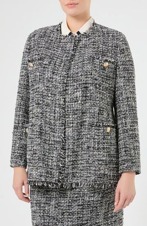 Marina Rinaldi Cardato Tweed Jacket in Black White at Nordstrom, Size 14W
