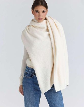 House of CB Nara - Sciarpa oversize in lana testurizzata color avorio-Bianco
