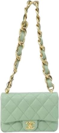 Chanel Pre-owned Lambskin Shoulder Bag - Dames - Vintage Schoudertas - Groen - ONE Size - Leer - Vintage