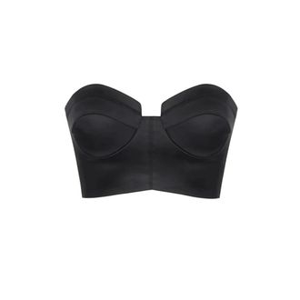 Elisabetta Franchi Stretch Satijnen Top - Dames - Tops - Zwart - Maat: M Satijn