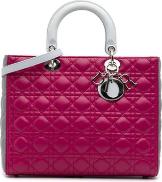 Dior Pre-owned Womens Lady Top Handle Quilted Bag - Fuschia Leather - One Size