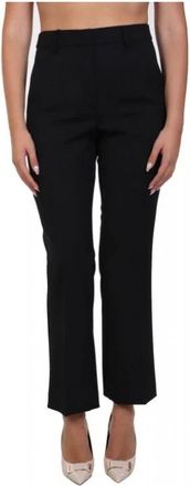 Max Mara Estasi Rechte Broek - Dames - Straight fit broeken - Zwart - M - Leer - Broeken