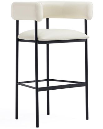 Manhattan Comfort Onda Metal Upholstered Vegan Leather Barstool