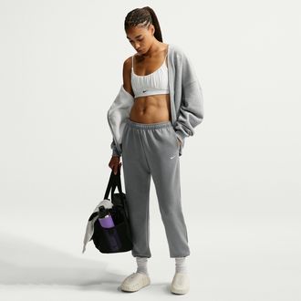 Nike Womens Studio Fleece Sport Dri-FIT Mid-Rise Pants in Grey | IO0435-084