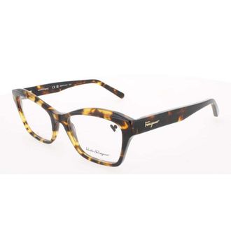 Ferragamo Ladies Tortoise Rectangular Eyeglass Frames Sf2951