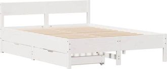 vidaXL Vidaxl - Bed Frame without Mattress White 120x190 cm Small Double Solid Wood Pine