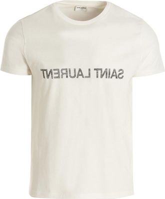 Saint Laurent White Logo cotton t-shirt