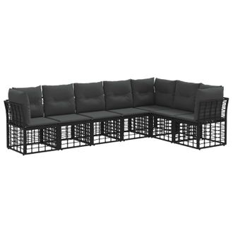 vidaXL Conjunto De Sof&aacute;s De Exterior Negro Poli&eacute;ster Vidaxl