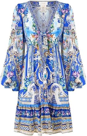 Camilla Ottoman Opulence Zijden Jurk - Dames - Korte kleedjes - Blauw - M - Kleedjes