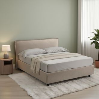 Dmora Cama De Matrimonio Brolo, Desenfundable, Con Contenedor, Hecho En Italia, Tama&ntilde;o De Colch&oacute;n 160x190 Cm, Gris Taupe Taupe