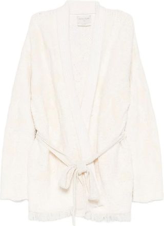 Forte_Forte fringed belted cardigan - women - Fabric - III - White