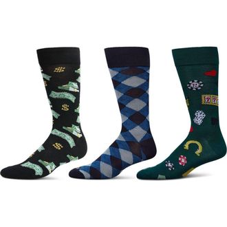 MeMoi Hobby Assorted 3-Pack Crew Socks in Green at Nordstrom