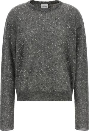 Nude Grey Embellished Crew Neck Sweater