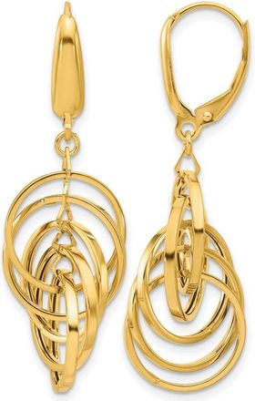 Diamond2Deal 14K Yellow Gold Round Circles Drop Dangle Earrings