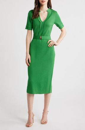 Elie Tahari The Zariyah Belted Midi Sweater Dress in Meadow at Nordstrom, Size X-Small
