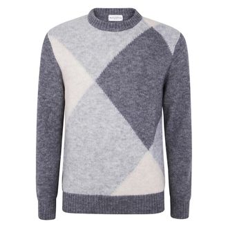 Ballantyne Round-neck Knitwear, male, Gray, Size: 2XL Casual Knit Pullover Sweater