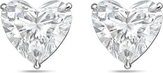 Diana M. Jewels 14Kt White Gold 5.00 cts Lab Grown Heart shaped Diamond Studs