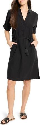 Nic+Zoe Rumba Tie Belt Linen Blend Shirtdress in Black Onyx at Nordstrom Rack, Size Medium P