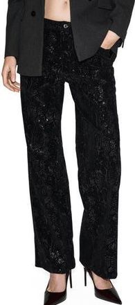 Mango Sequin Straight Leg Jeans in Black at Nordstrom Rack, Size 6