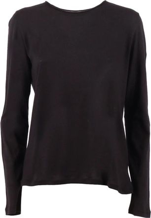 Majestic Filatures T-shirt met ronde hals en lange mouwen - Dames - Longsleeves - Blauw - XL - Katoen - Tops