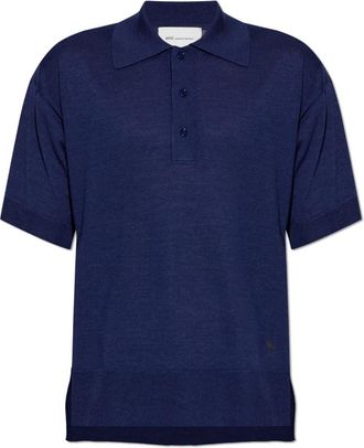 Ami Ami de Coeur Polo - Heren - V-hals truien - Blauw - XL - Wol - Truien & Vesten