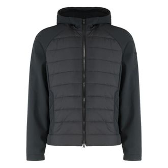 Paul & Shark Winter Jackets, male, Black, 2XL, Technical Fabric Hooded Jacket