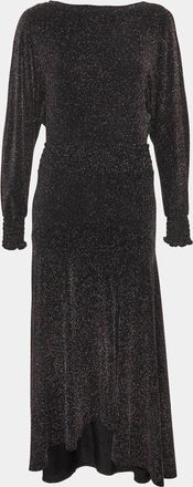 Maje Black Metallic Jersey Rio Midi Dress