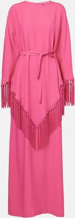 Taller Marmo Caftano in crêpe cady con frange