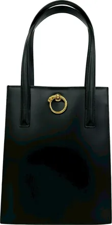 Cartier Black Leather Shoulder Bag Tote Bag (Pre-Owned)