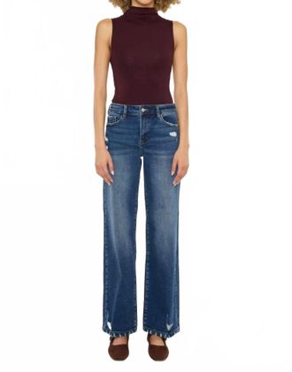 Kancan High Rise Wide Leg Jeans In Dark Wash