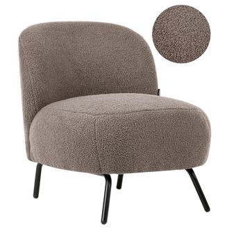Beliani Sill&oacute;n De Boucl&eacute; Sin Reposabrazos De Estilo Retro Para Sala De Estar Silla Decorativa Gris Pardo Kumla