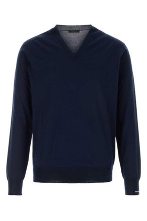 Prada Blue V Neck Sweaters