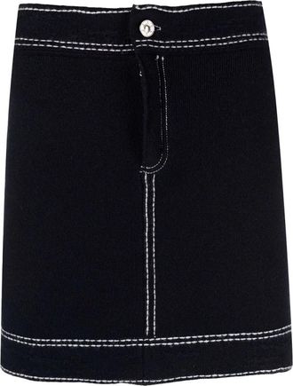 Barrie Denim Skirts, female, Black, XS, Contrast-stitching Denim Mini Skirt