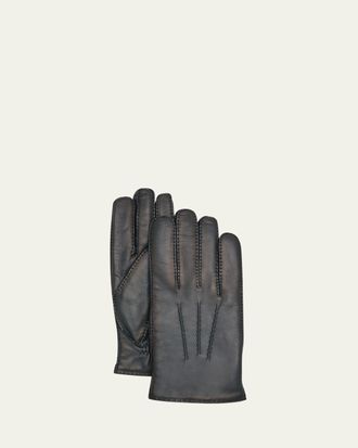Agnelle Mens Patina Leather Gloves