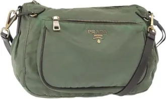 Prada Pre-owned Cross Body Bags, female, Green, Size: ONE SIZE Pre-owned Nylon Cross Body Bag