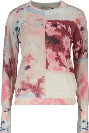 Desigual Copenhague T-shirt met Lange Mouwen en Ronde Hals met Patroon - Dames - Ronde hals truien - Roze - M - Truien & Vesten