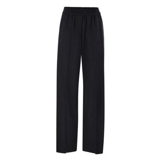 Brunello Cucinelli Brunello Cucinelli, Wide Trousers, female, Blue, Size: L Tropical Luxury Wool Loose Trousers